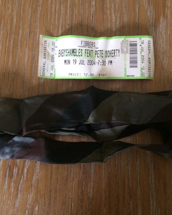 2004 Babyshambles ticket and Pete Doherty tie