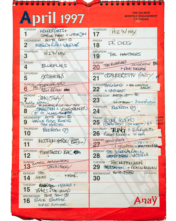 1997 April hand-written office wall calendar