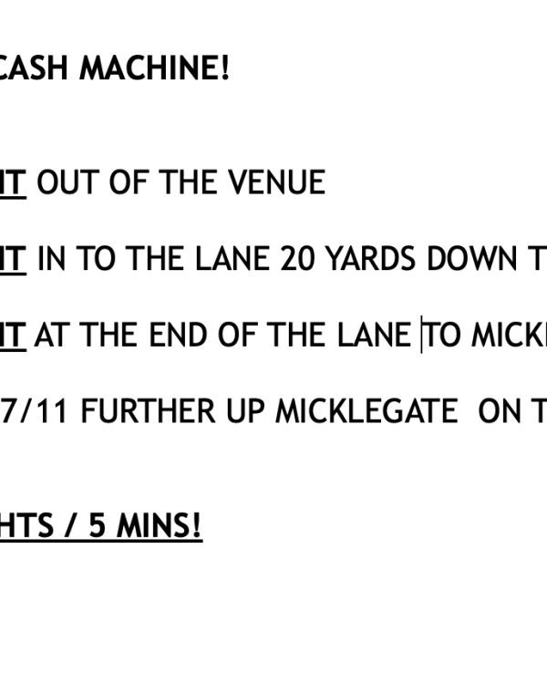 For when the venue cash machine was broken (always)