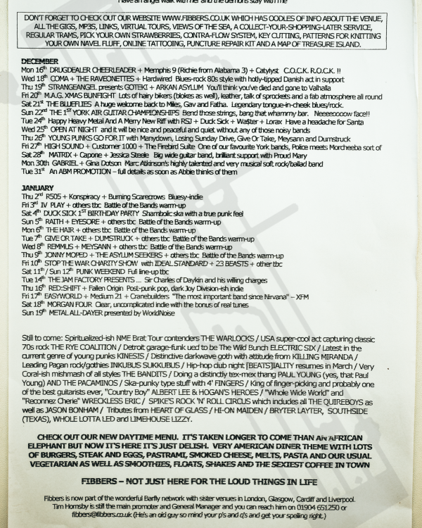 2001 December, 2002 January 'Have an angel walk with her, and the demons stay with me' listings