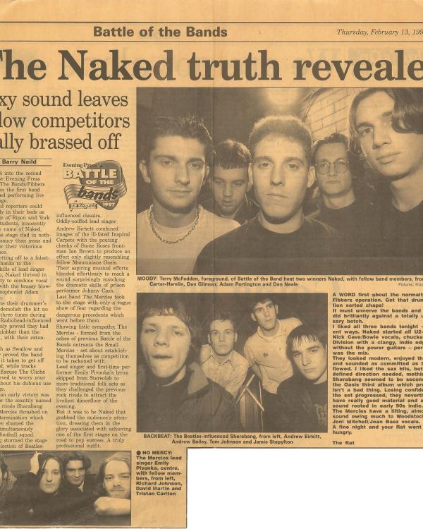 1997 Battle of the Bands preview with The Mercies, Naked, Sharabang